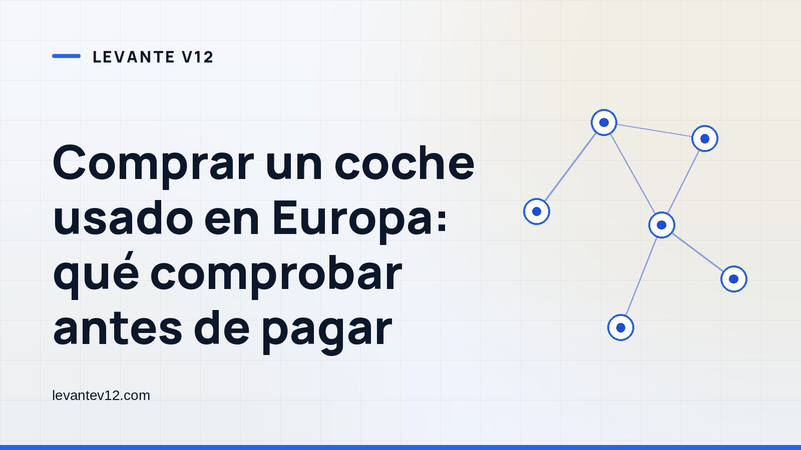 Portada gráfica de Levante V12: una red de nodos conectados sobre fondo blanco azulado, con el titular del artículo